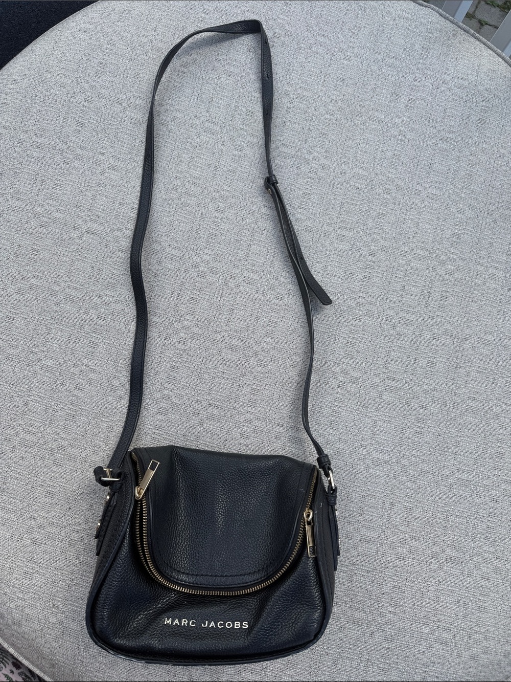 Marc Jacobs Black Pebbled Leather Crossbody with Gold Hardware